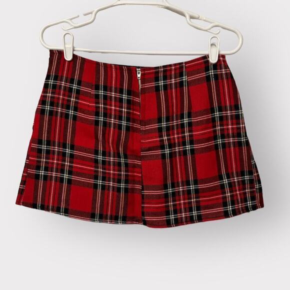 Super Low Fat Vintage 90s School Girl Plaid Mini Skirt Pleated Punk Red Academia - Picture 4 of 8